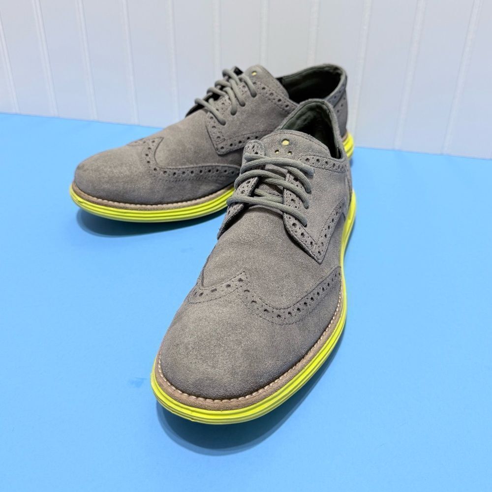 Cole Haan LunarGrand Wingtip Oxford Shoes Mens 7.5 M Gray Suede Lace Up Casual - Picture 13 of 14